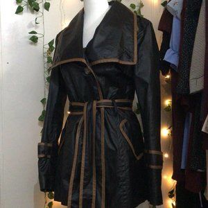 🍑 Black Mid-Length Trench Coat - Steampunk style